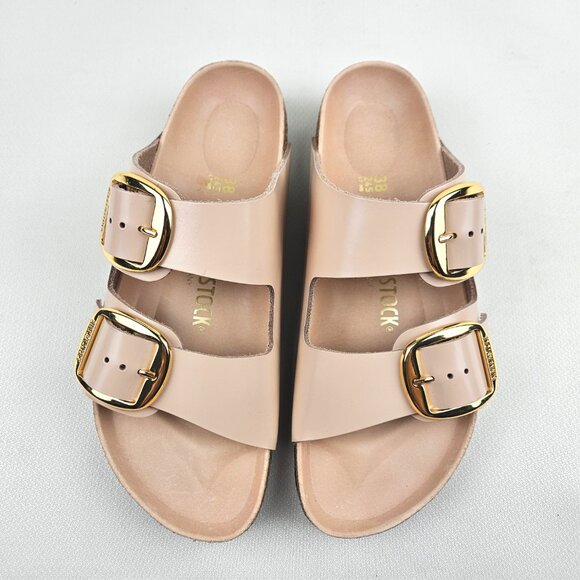Birkenstock Arizona Big Buckle High Shine Sandals New Beige NARROW EU 38 / US 7 - Picture 2 of 7